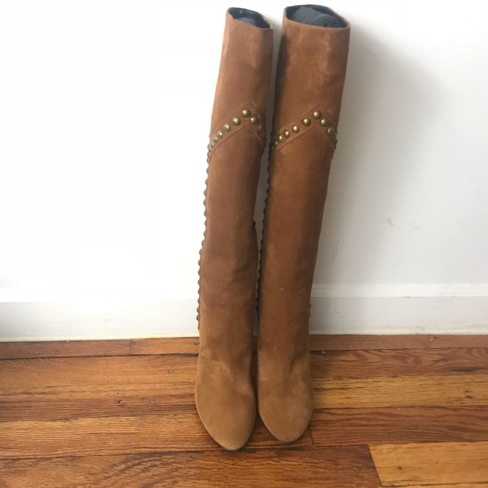 Saint Laurent Knee High Suede Boots - Picture 2 of 7